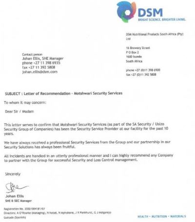 Usizo - Letters of Recommendation